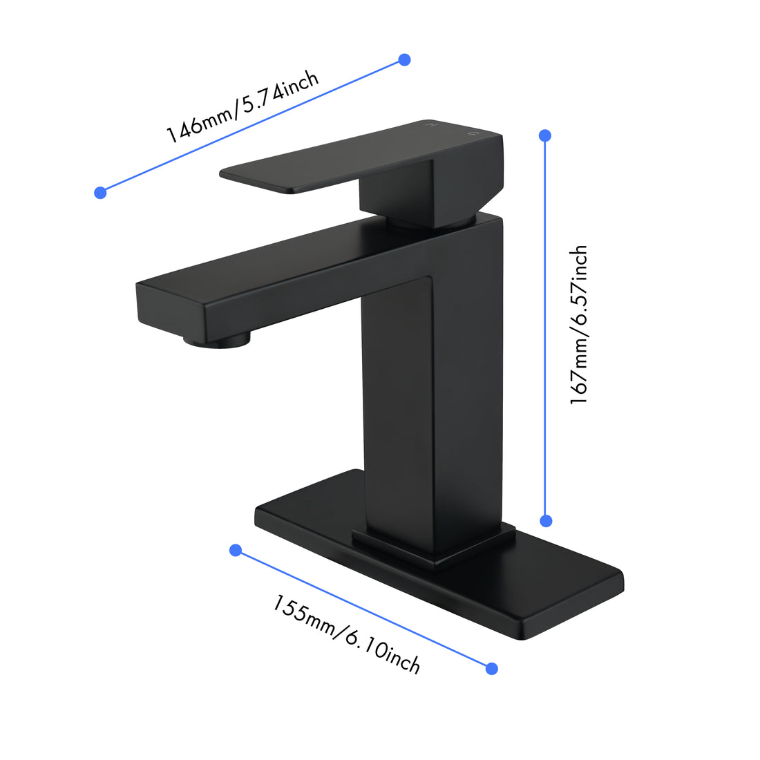 Waterfall Spout Bathroom Faucet,Single Handle Bathroom Vanity Sink Faucet White Matt Black Stainless Steel