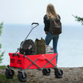 Utility Park Garden Cart Tool Customized Color Folding Camping Trolley Outdoor Picnic Beach Wagon Red Oxford Fabric Metal