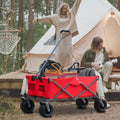 Utility Park Garden Cart Tool Customized Color Folding Camping Trolley Outdoor Picnic Beach Wagon Red Oxford Fabric Metal