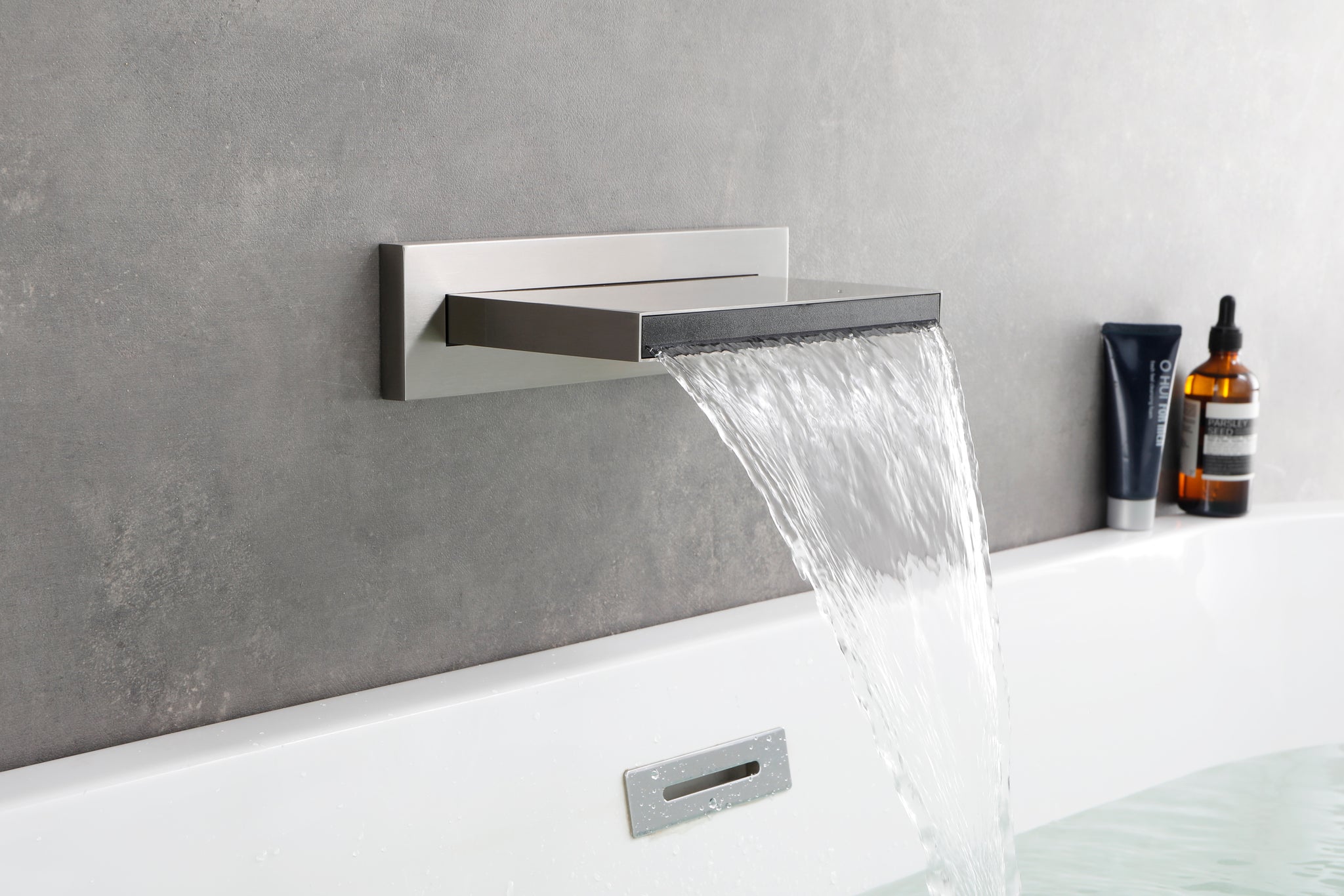 SHOWER Waterfall Waterfall Tub Faucet Wall Mount Tub brushed nickel-stainless steel