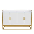 Modern Kitchen Buffet Storage Cabinet Cupboard White Gloss With Metal Legs For Living Room Kitchen Golden White Foam Mdf