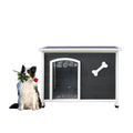 Large Wooden Dog House, Waterproof Dog Cage, Windproof And Warm Dog Kennel Easy To Assemble Gray Solid Wood