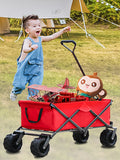 Utility Park Garden Cart Tool Customized Color Folding Camping Trolley Outdoor Picnic Beach Wagon Red Oxford Fabric Metal