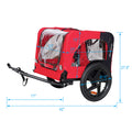 Bicycle Trailer For Pets Outdoor Foldable Red Color Dog Trailer With Reflectors And Safty Flag Red Oxford Fabric Steel