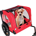 Bicycle Trailer For Pets Outdoor Foldable Red Color Dog Trailer With Reflectors And Safty Flag Red Oxford Fabric Steel