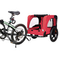 Bicycle Trailer For Pets Outdoor Foldable Red Color Dog Trailer With Reflectors And Safty Flag Red Oxford Fabric Steel