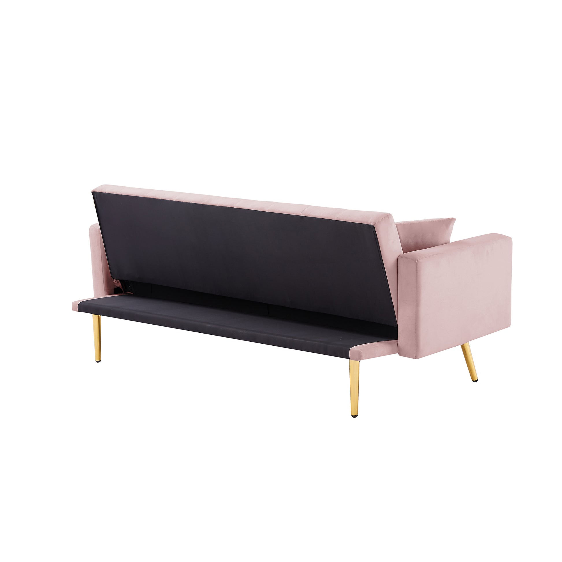 Pink Convertible Folding Futon Sofa Bedsleeper Sofa Couch For Compact Living Space. Pink Velvet