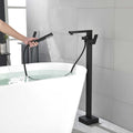 Freestanding Bathtub Faucet Tub Filler Matte Black Floor Mount Bathroom Faucets Brass Single Handle With Hand Shower Matte Black Stainless Steel