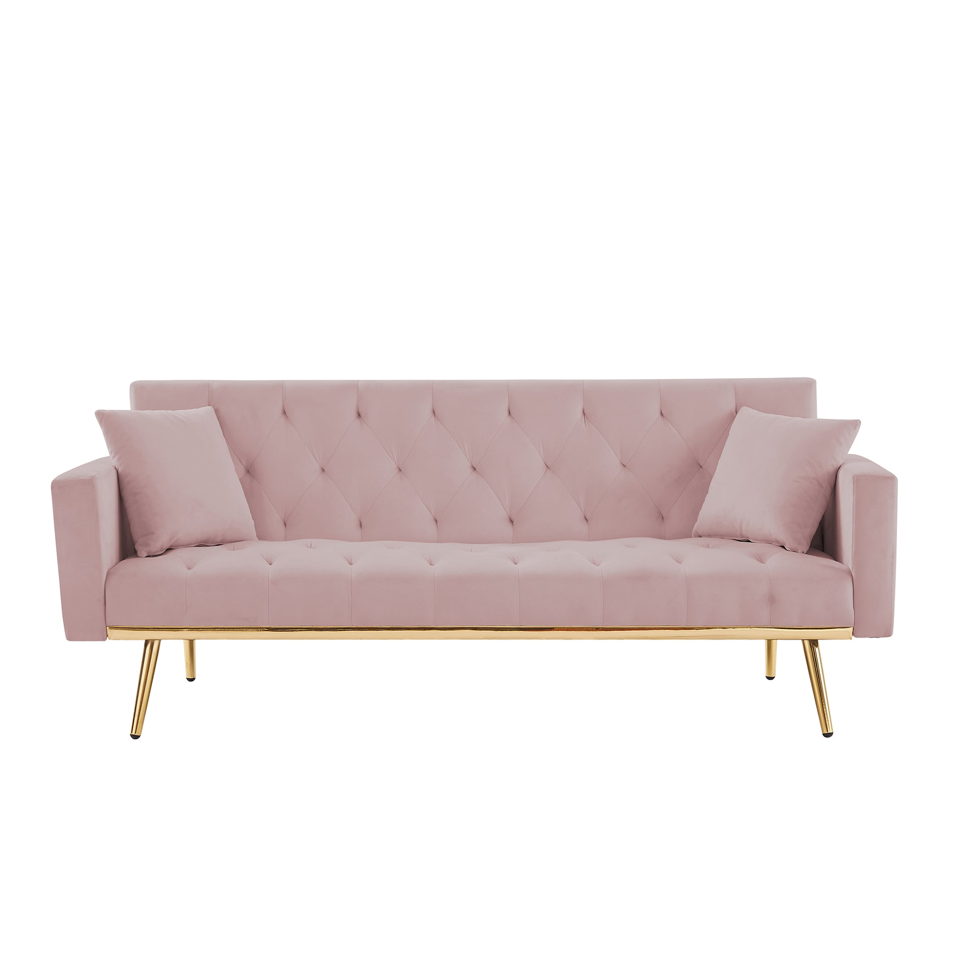 Pink Convertible Folding Futon Sofa Bedsleeper Sofa Couch For Compact Living Space. Pink Velvet