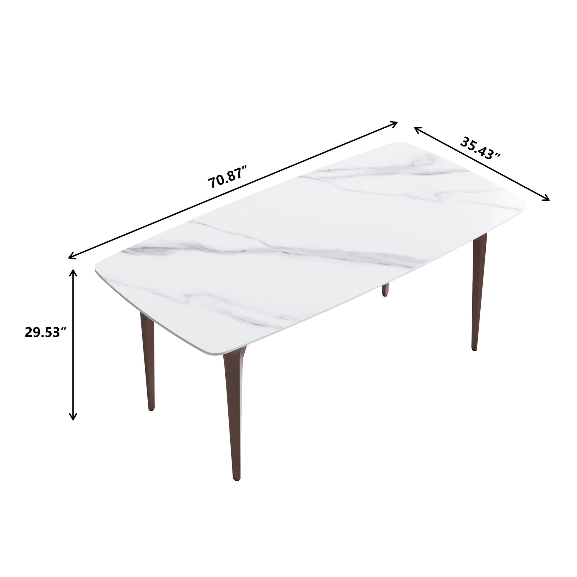 70.87"Modern Artificial Stone White Curved Metal Leg Dining Table Can Accommodate 6 8 People White Metal Sintered Stone