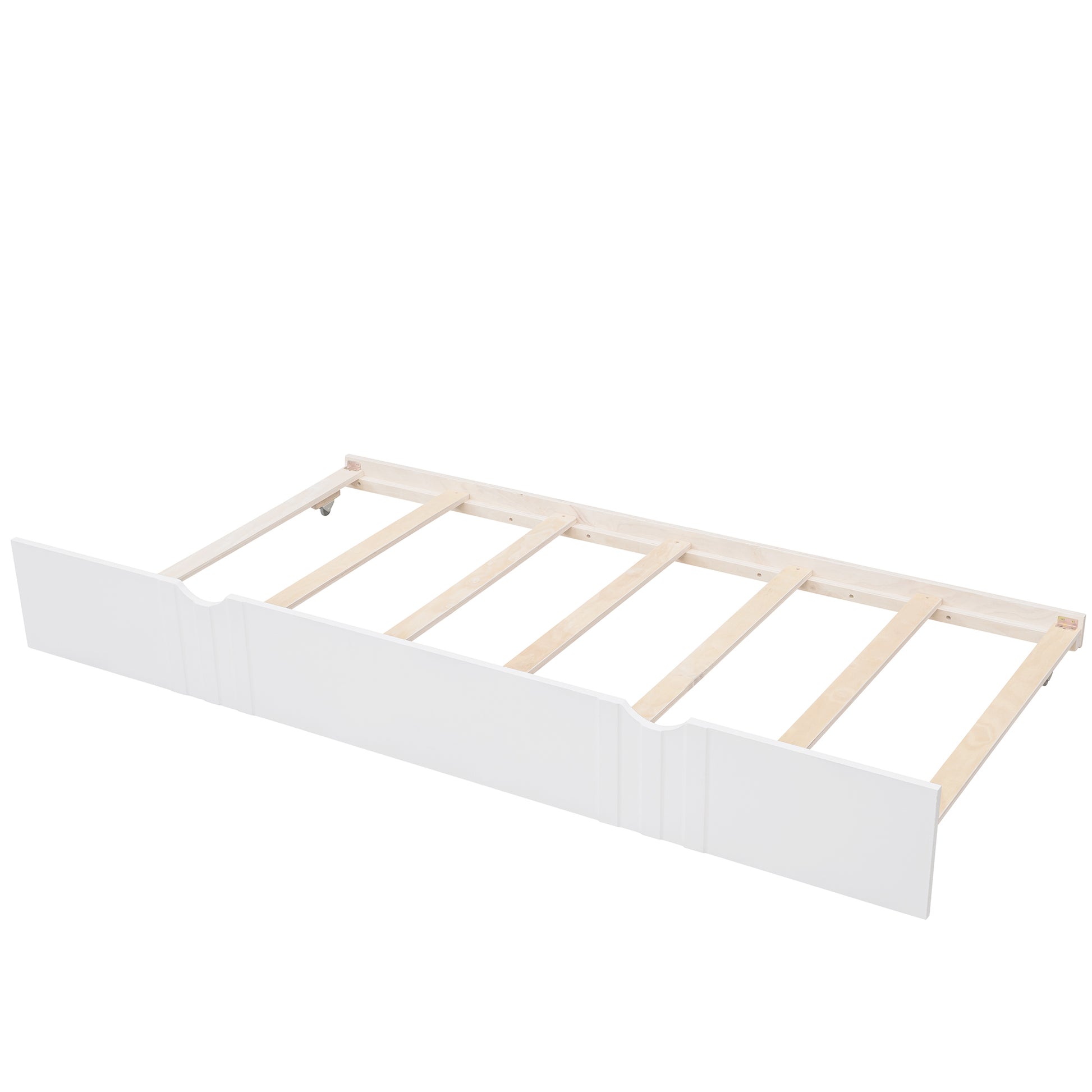 Twin Size Daybed Wood Bed With Twin Size Trundle,White White Solid Wood