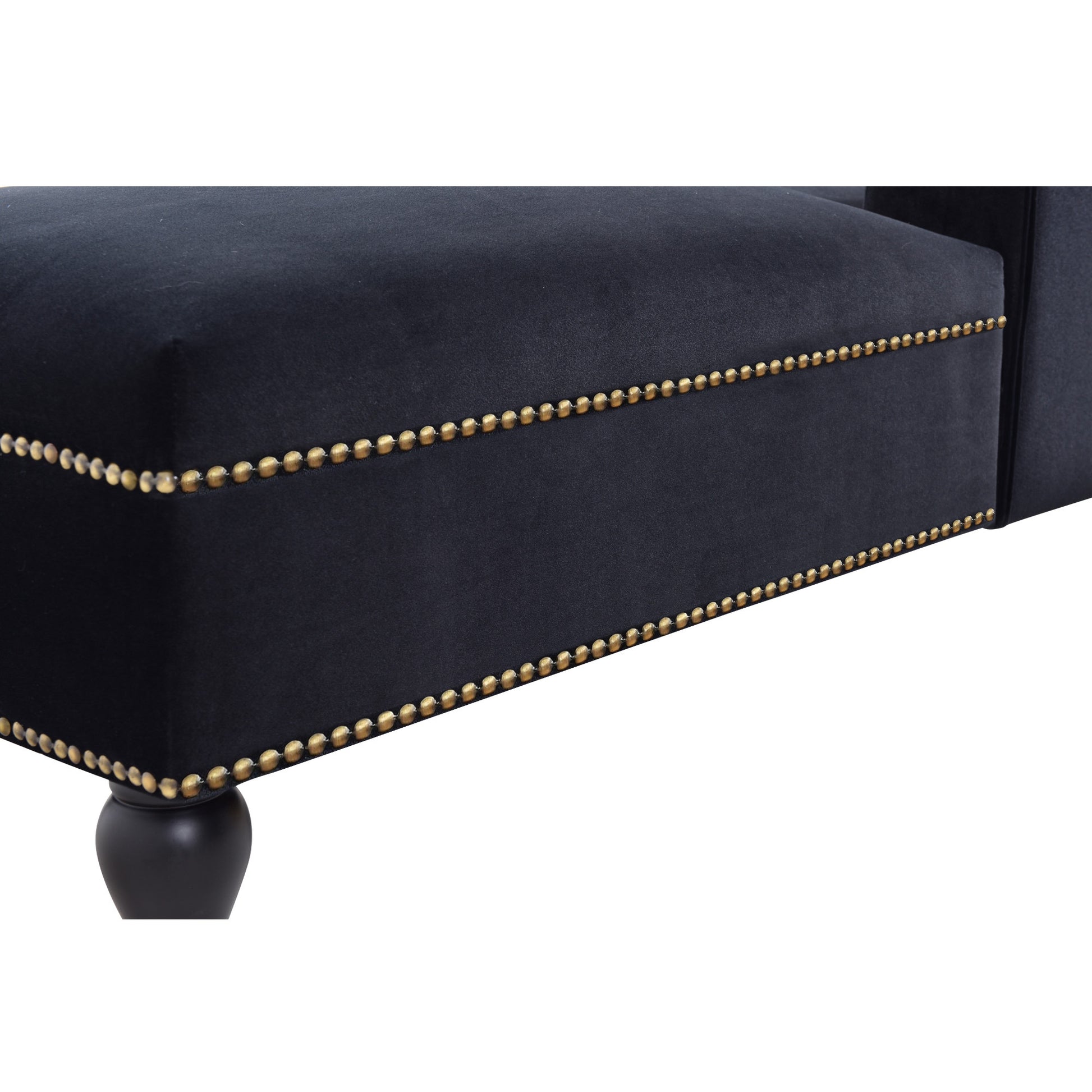 Video 58''Velvet Chaise Lounge,Button Tufted Right Arm Facing Lounge Chair With Trim & Solid Wood Legs For Living Room Or Office,Sleeper Lounge Sofa Style Of Wf284880Aab Black Fabric Velvet