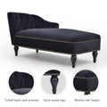 Video 58''Velvet Chaise Lounge,Button Tufted Right Arm Facing Lounge Chair With Trim & Solid Wood Legs For Living Room Or Office,Sleeper Lounge Sofa Style Of Wf284880Aab Black Fabric Velvet