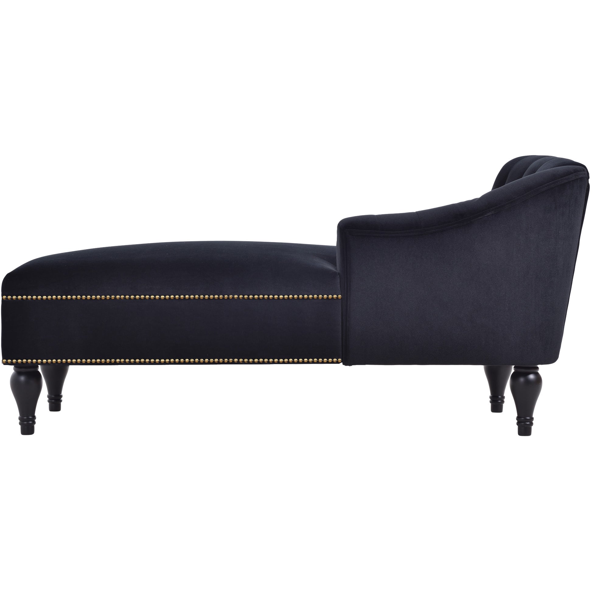 Video 58''Velvet Chaise Lounge,Button Tufted Right Arm Facing Lounge Chair With Trim & Solid Wood Legs For Living Room Or Office,Sleeper Lounge Sofa Style Of Wf284880Aab Black Fabric Velvet