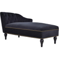 Video 58''Velvet Chaise Lounge,Button Tufted Right Arm Facing Lounge Chair With Trim & Solid Wood Legs For Living Room Or Office,Sleeper Lounge Sofa Style Of Wf284880Aab Black Fabric Velvet