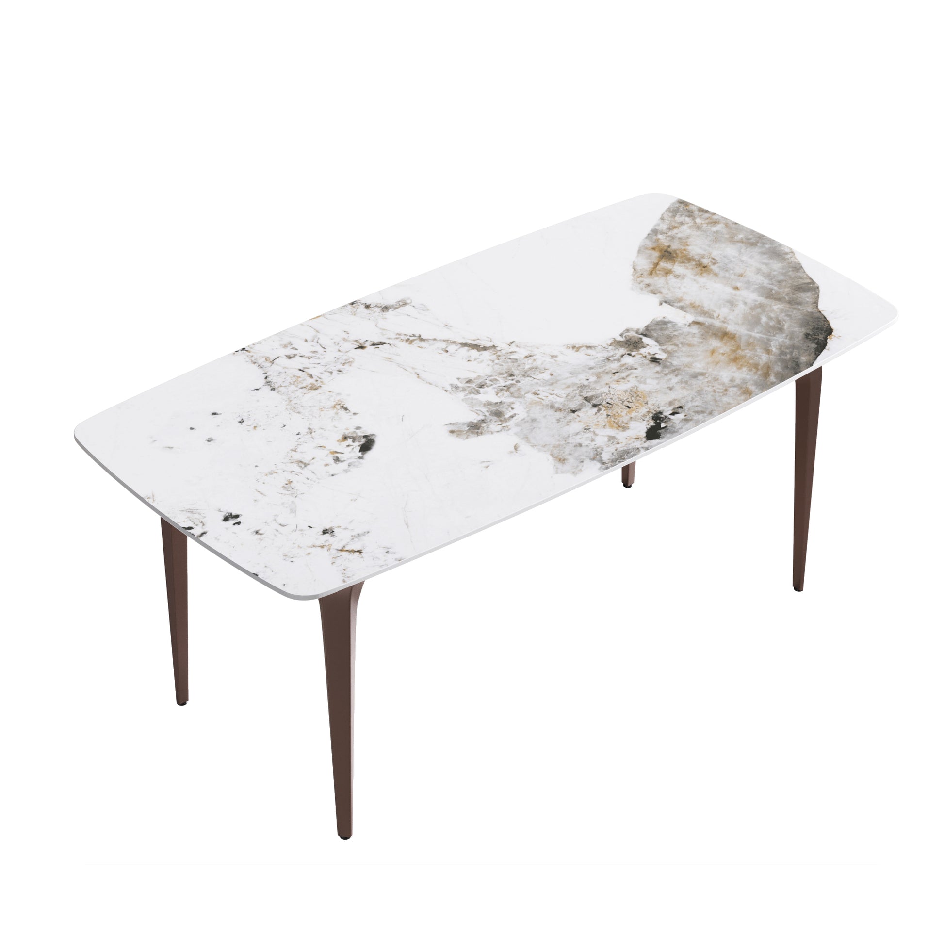 70.87"Modern Artificial Stone Pandora White Curved Metal Leg Dining Table Can Accommodate 6 8 People Antique White Metal Sintered Stone