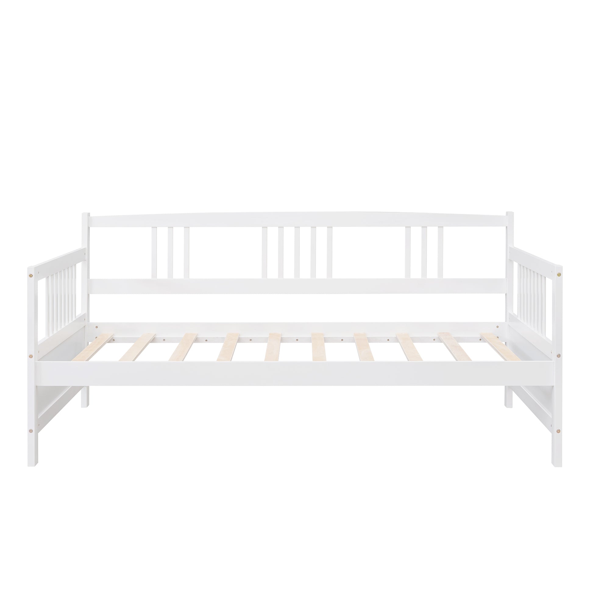 Twin Size Daybed Wood Bed With Twin Size Trundle,White White Solid Wood