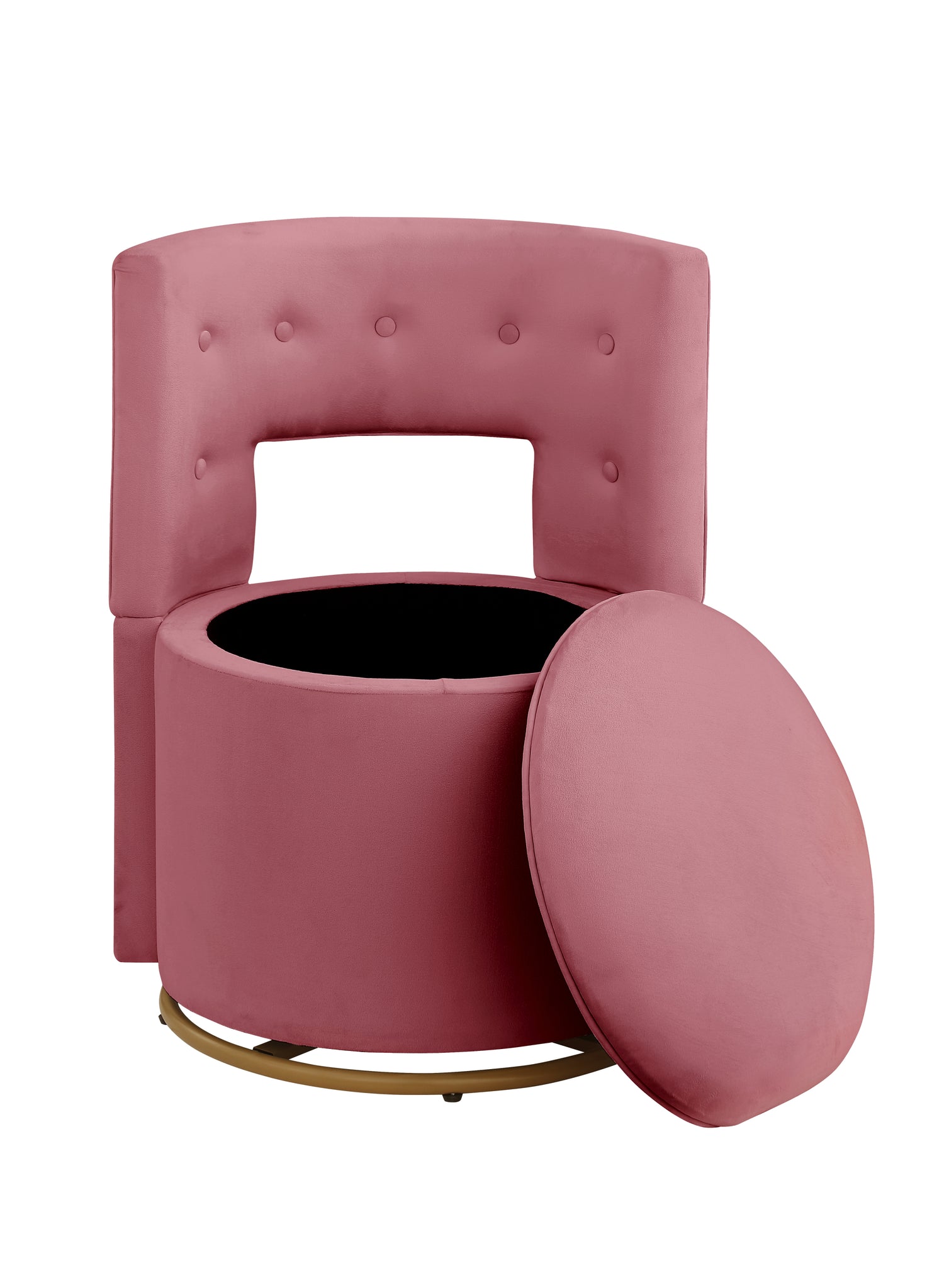 360 Swivel Accent Chair with Storage Function, Velvet pink-velvet