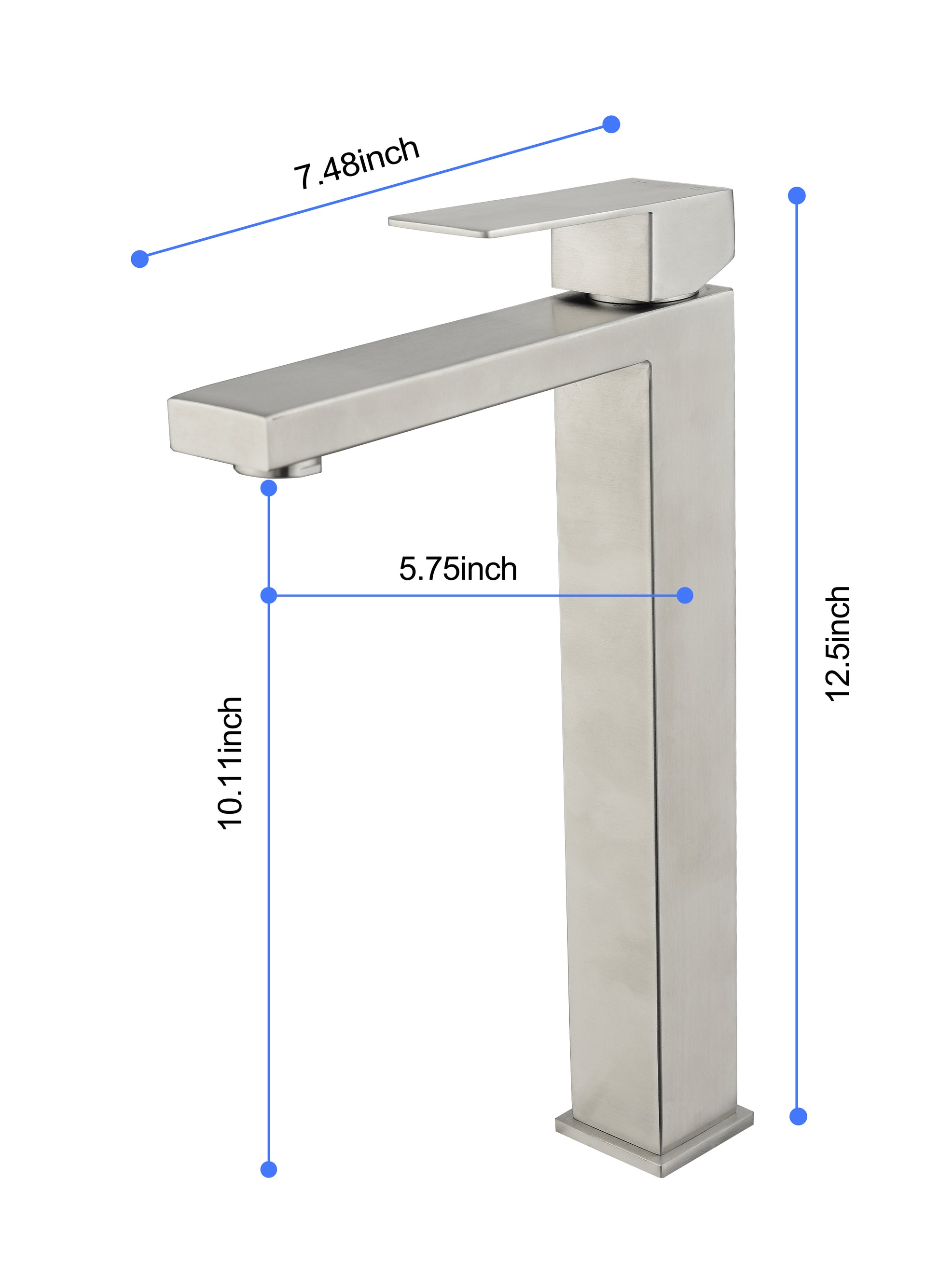 Waterfall Spout Bathroom Faucet,Single Handle Bathroom Vanity Sink Faucet Brushed Nickel Stainless Steel