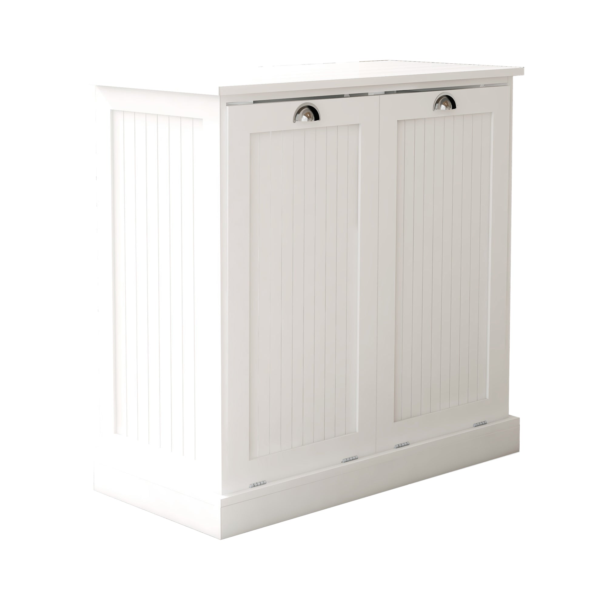 Two Compartment Tilt Out Laundry Sorter Cabinet White White Mdf