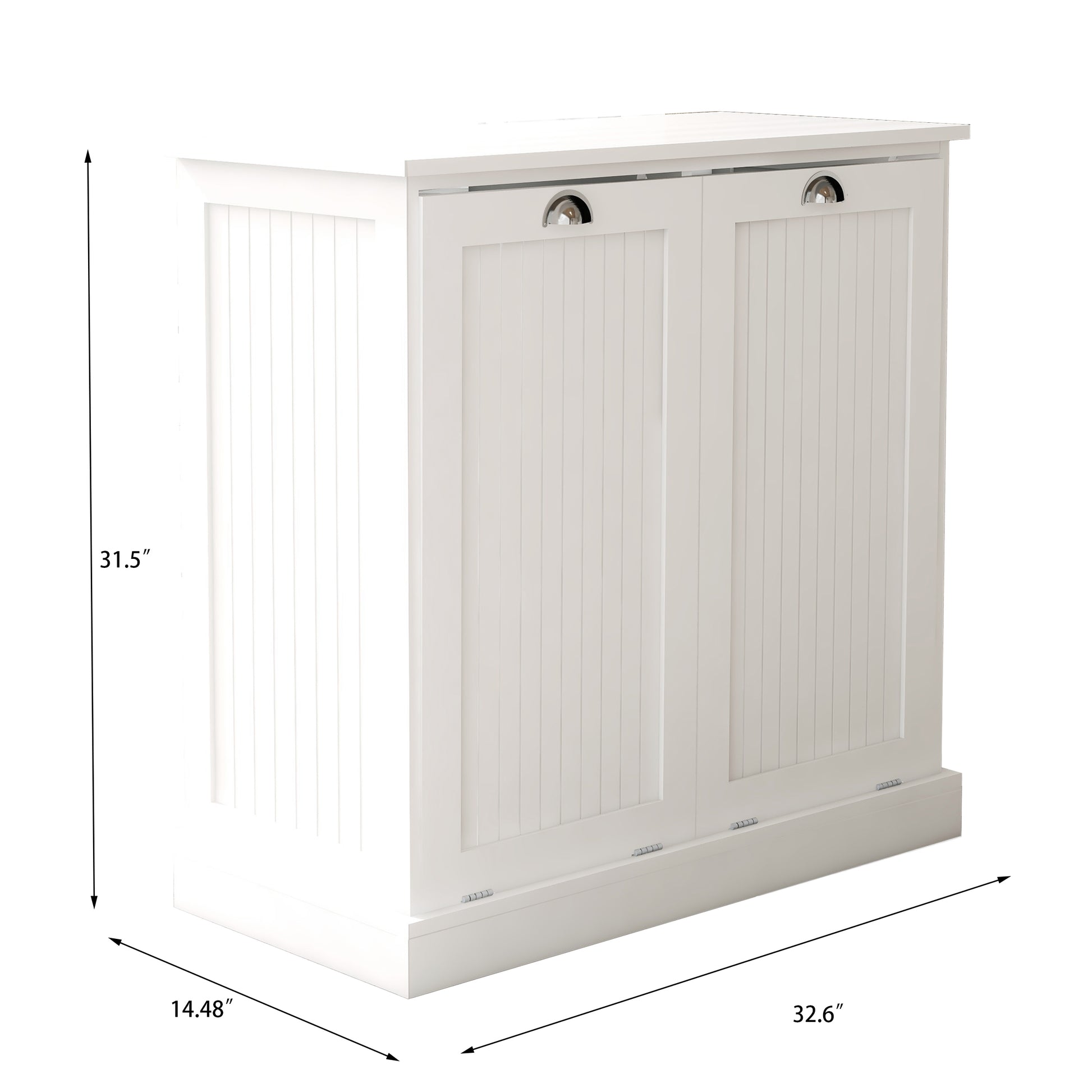 Two Compartment Tilt Out Laundry Sorter Cabinet White White Mdf