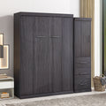 Full Size Murphy Bed With Wardrobe And Drawers, Storage Bed, Can Be Folded Into A Cabinet, Gray Gray Pine