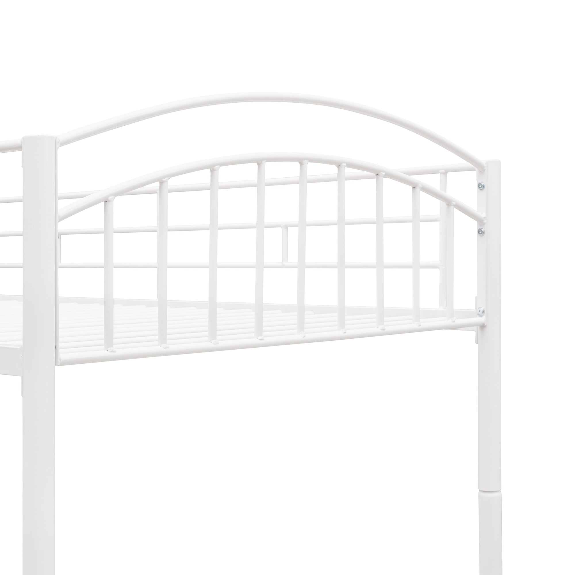 Twin Over Twin Metal Bunk Bed,Divided into Two Beds white-metal
