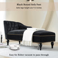 Video 58''Velvet Chaise Lounge,Button Tufted Right Arm Facing Lounge Chair With Trim & Solid Wood Legs For Living Room Or Office,Sleeper Lounge Sofa Style Of Wf284880Aab Black Fabric Velvet