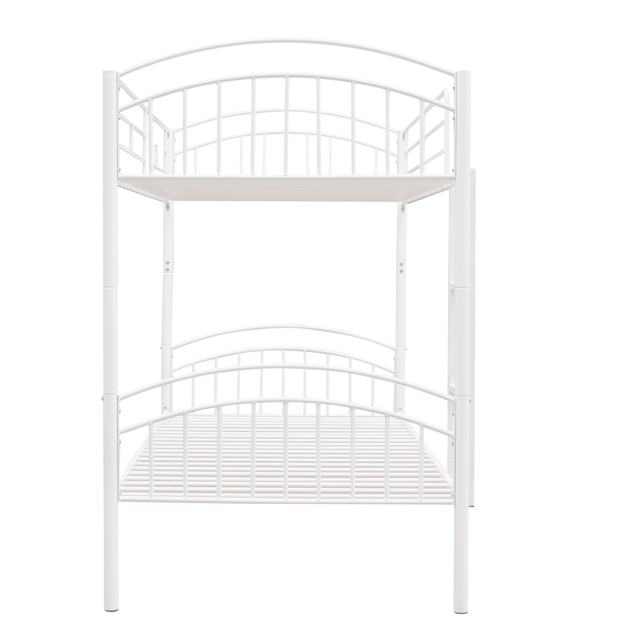 Twin Over Twin Metal Bunk Bed,Divided into Two Beds white-metal