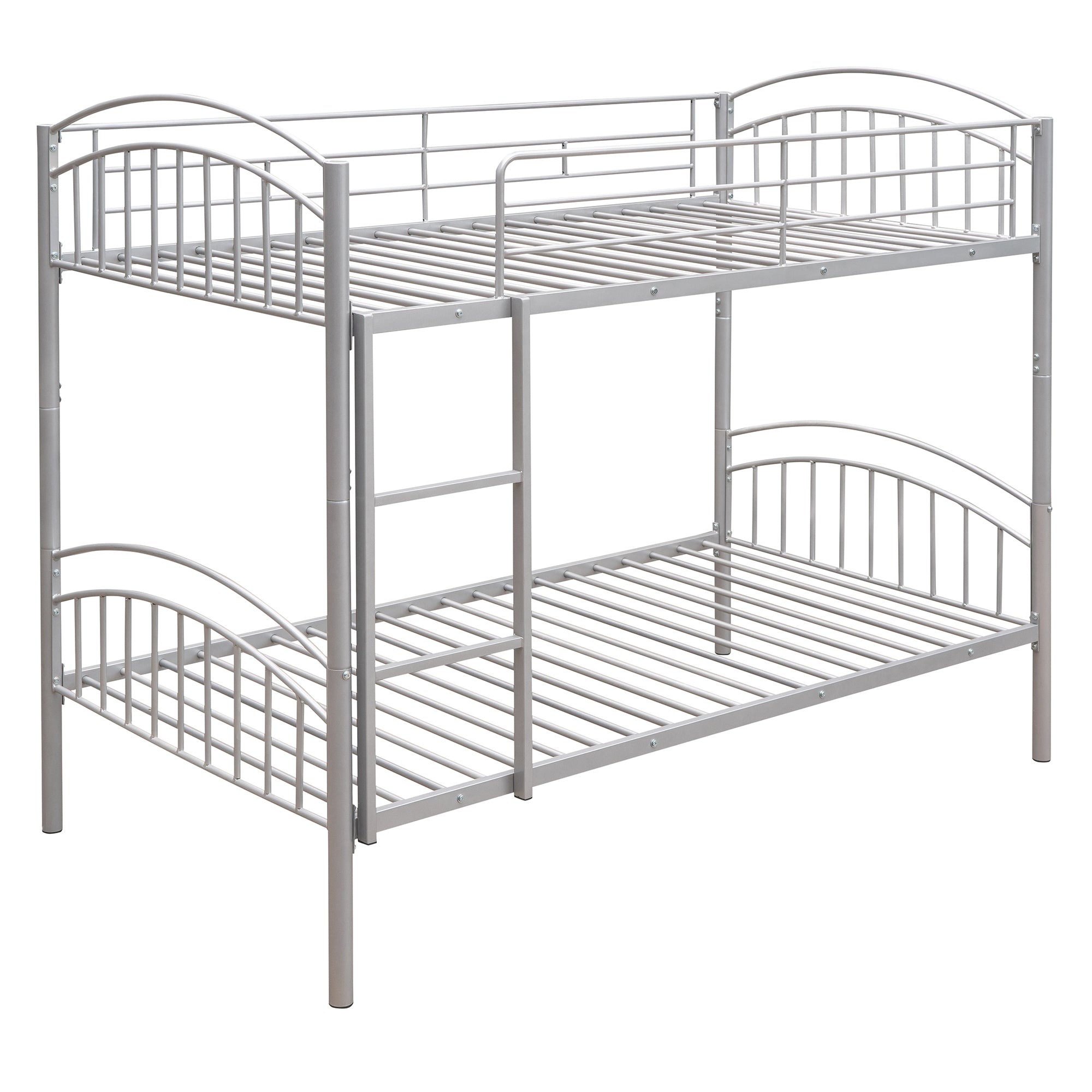Twin Over Twin Metal Bunk Bed,Divided into Two Beds silver-metal