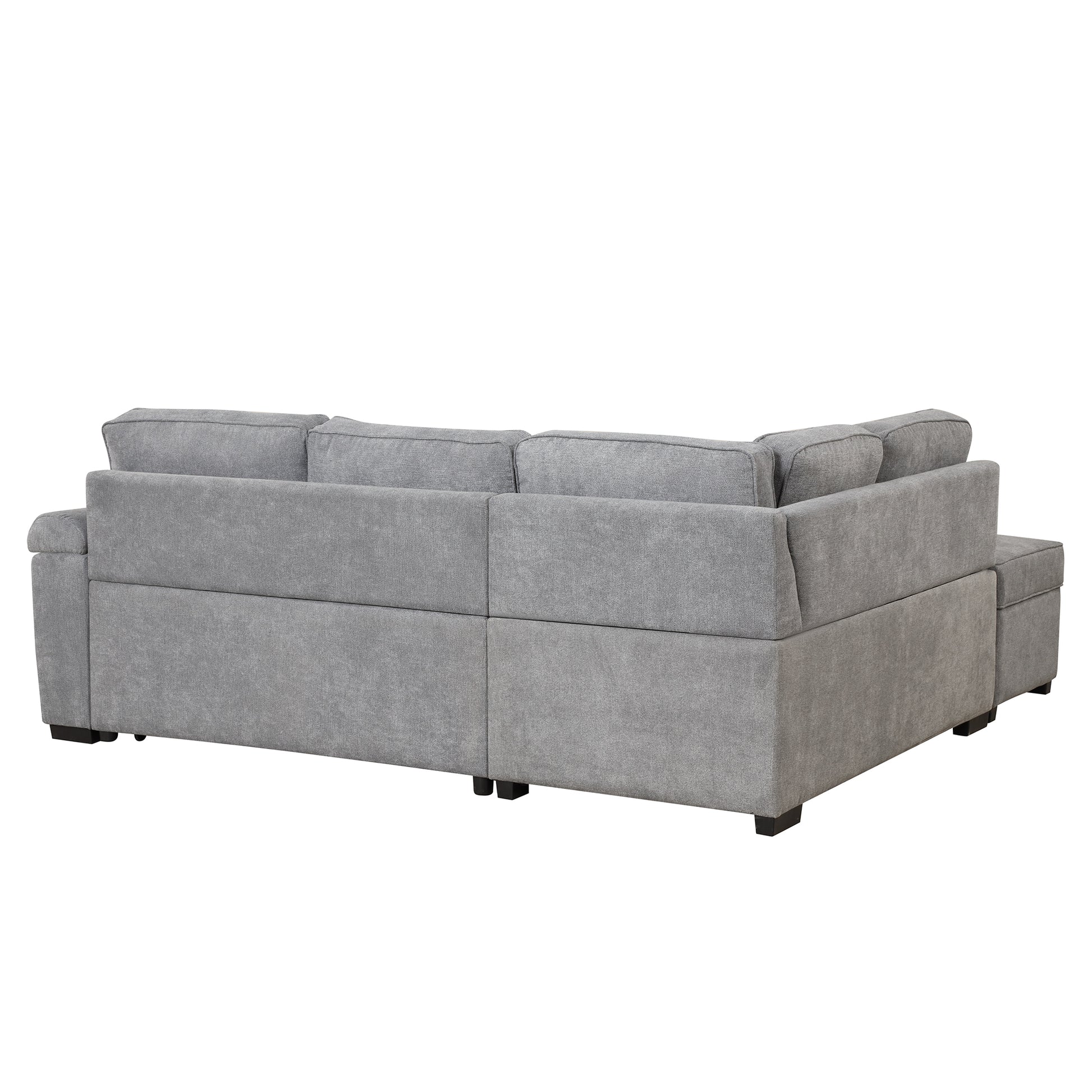 84.75" Sleeper Sofa Bed,2 In 1 Pull Out Sofa Bed L Shape Couch With Storage Ottoman For Living Room,Bedroom Couch And Small Apartment, Gray Gray Foam Linen 4 Seat