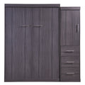 Full Size Murphy Bed With Wardrobe And Drawers, Storage Bed, Can Be Folded Into A Cabinet, Gray Gray Pine