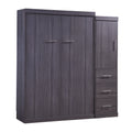 Full Size Murphy Bed With Wardrobe And Drawers, Storage Bed, Can Be Folded Into A Cabinet, Gray Gray Pine