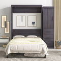 Full Size Murphy Bed With Wardrobe And Drawers, Storage Bed, Can Be Folded Into A Cabinet, Gray Gray Pine