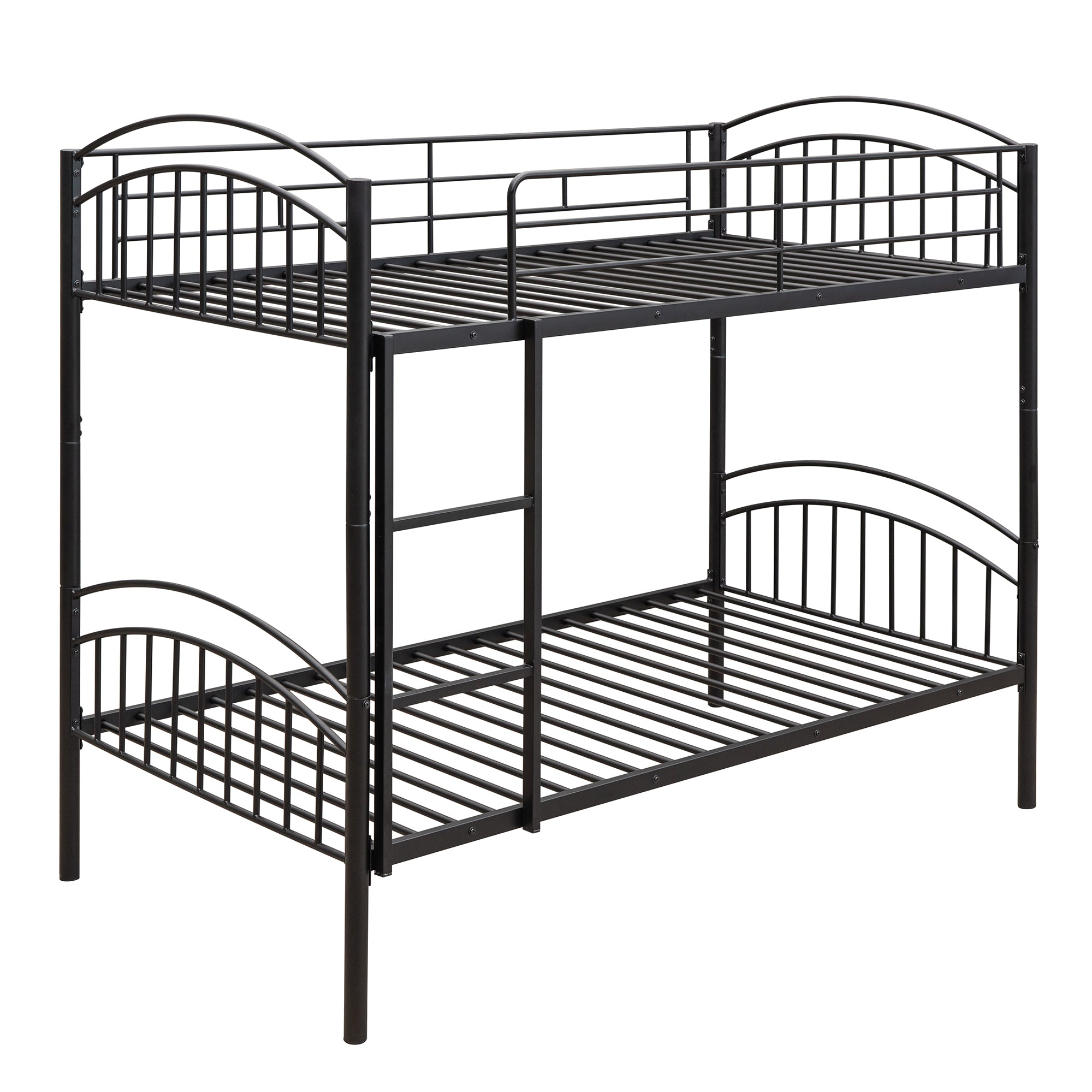 Twin Over Twin Metal Bunk Bed,Divided into Two Beds black-metal