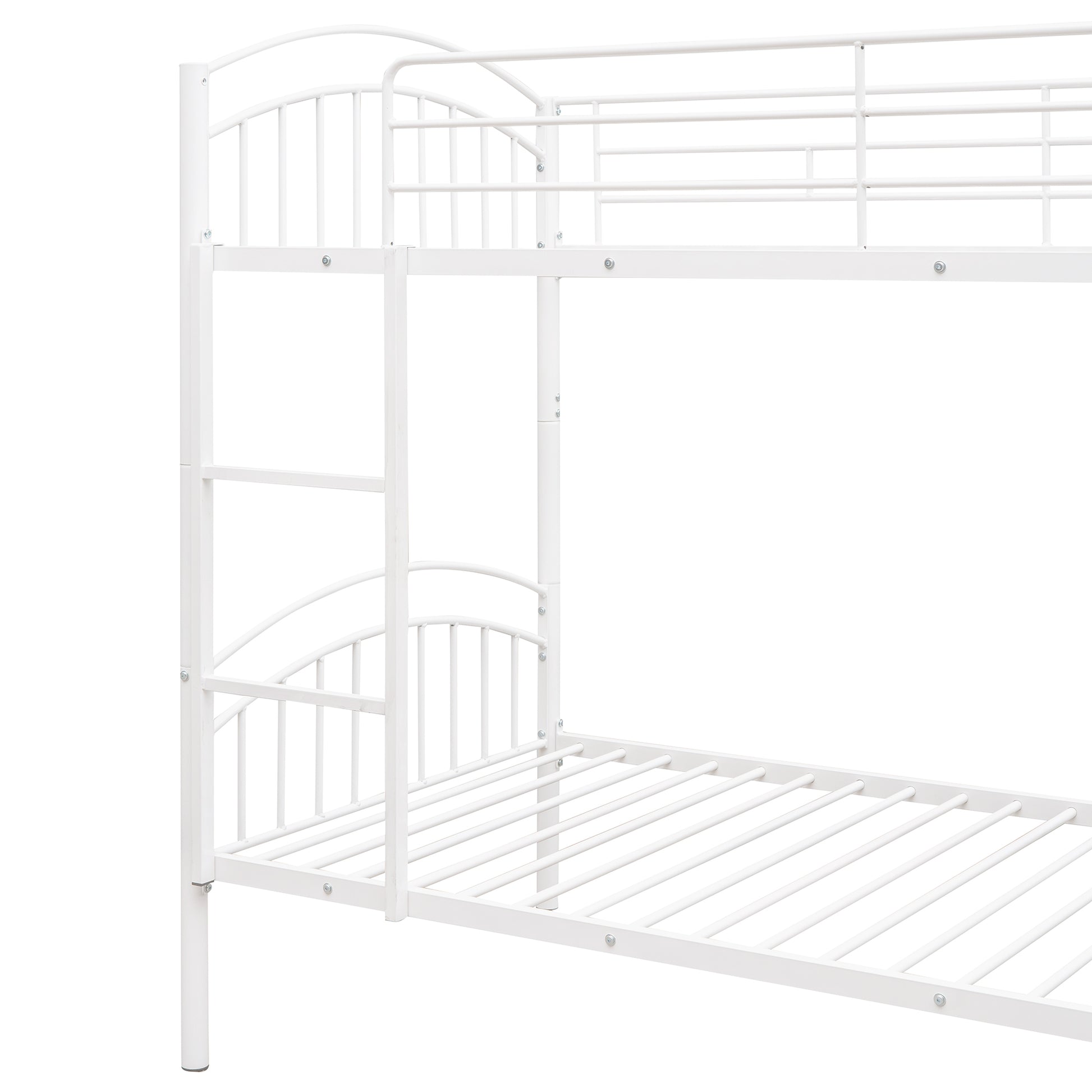 Twin Over Twin Metal Bunk Bed,Divided Into Two Beds White Old Sku:Mf280424Aak Twin White Metal