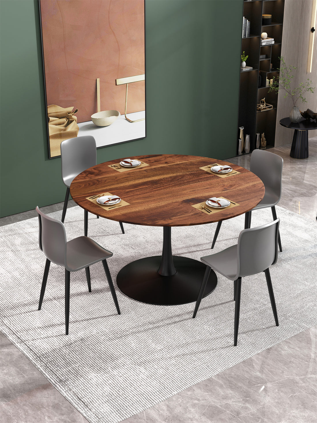 Tulip Dining Table ,Dia. 106Cm Round, Nature Wood, 1Pc Per Ctn Natural Wood Wash Mdf