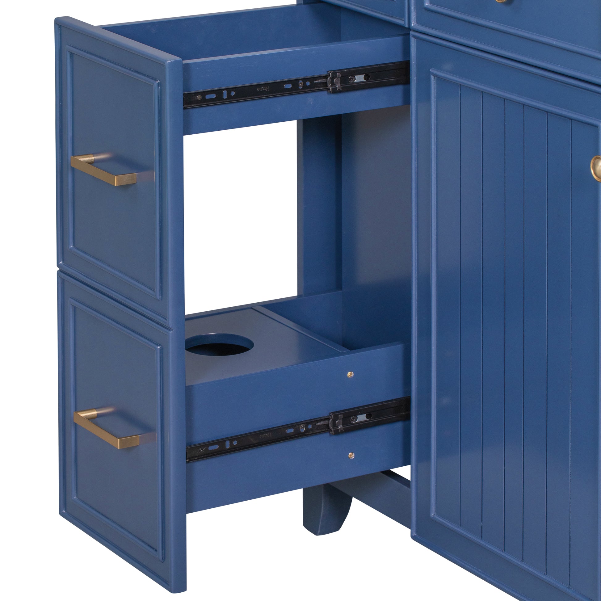 Cabinet Only 36" Bathroom Vanity Blue Navy Blue Solid Wood Mdf