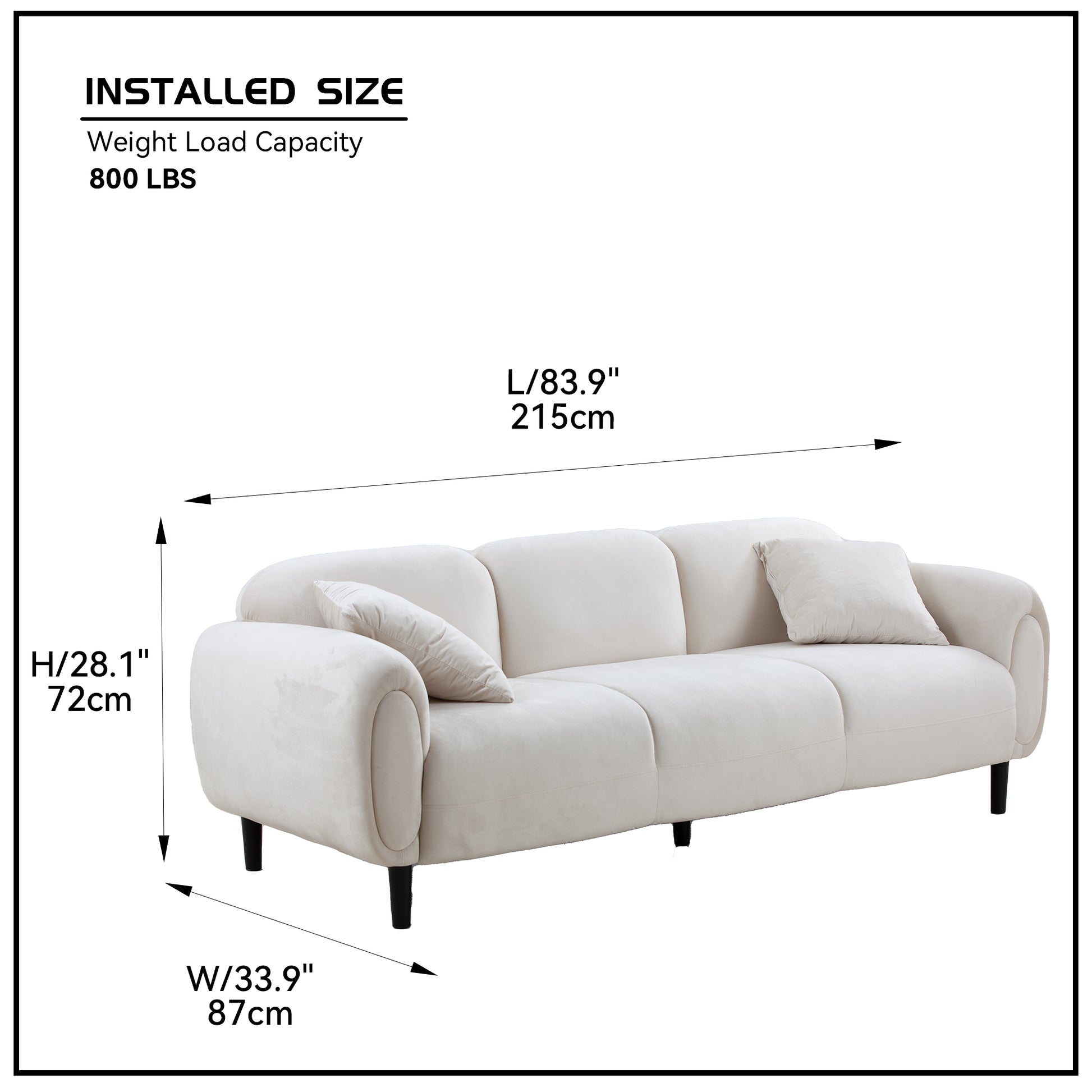 Mid Century Modern 3 Seater Couch Velveteen Sofa With Solid Wood Leg For Living Room, Bedroom, Livingroom Beige Beige Fabric