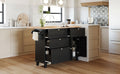 Farmhouse Kitchen Island Set with Drop Leaf and black-kitchen-farmhouse-rectangular-kitchen