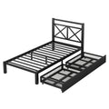 Metal Platform Bed With 2 Drawers, Twin Black Black Metal