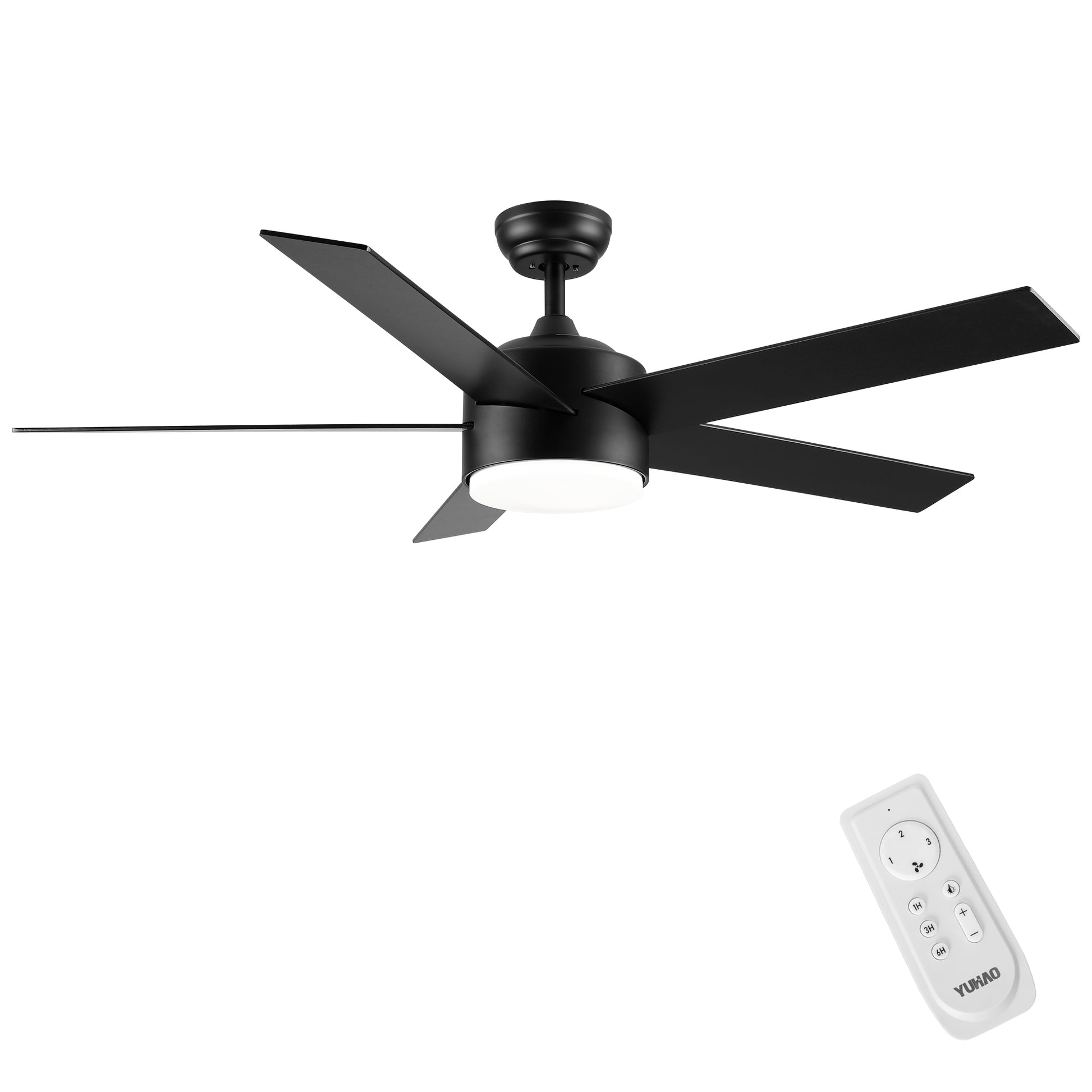 52 Inch Indoor 5 Plywood Black Ceiling Fan With Light Matte Black American Traditional,Farmhouse Steel Plywood