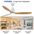 52 In.Intergrated Led Ceiling Fan With Antique Brown Wood Graiin Blade White Walnut Abs