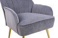 Modern Mid Century Chair Velvet Sherpa Armchair For Living Room Bedroom Office Easy Assemble Grey Foam Velvet