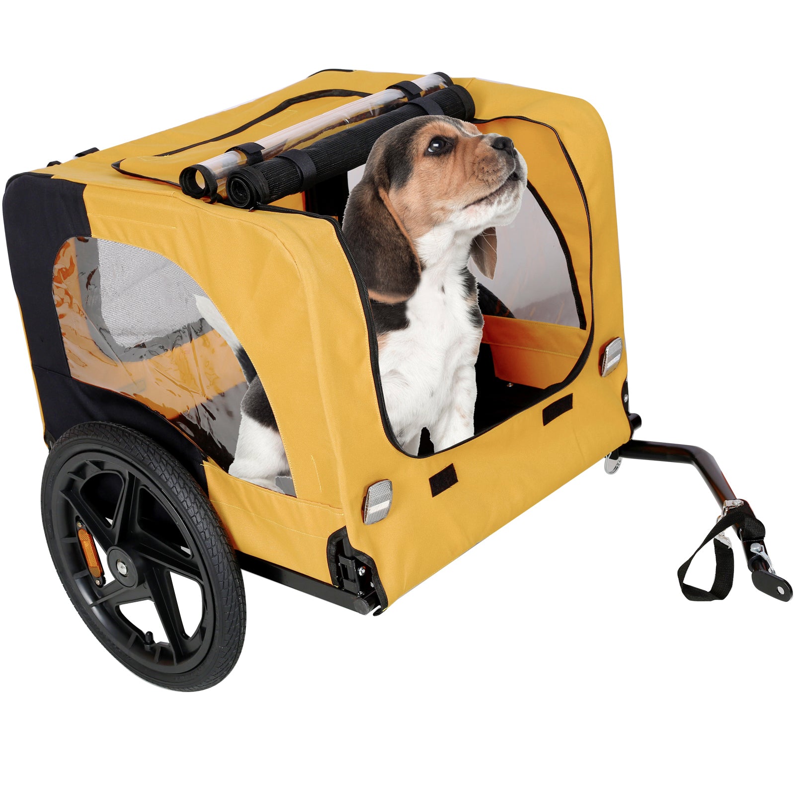 Yellow Outdoor Heavy Duty Foldable Utility Pet Stroller Dog Carriers Bicycle Trailer Yellow Oxford Fabric Steel