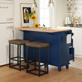 Farmhouse Kitchen Island Set with Drop Leaf and blue-kitchen-farmhouse-rectangular-kitchen island