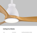 52 In.Intergrated Led Ceiling Fan With Antique Brown Wood Graiin Blade White Walnut Abs