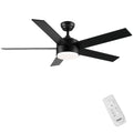 52 Inch Indoor 5 Plywood Black Ceiling Fan With Light Matte Black American Traditional,Farmhouse Steel Plywood