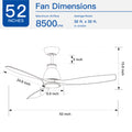 Yuhao 52 Inch Indoor Ceiling Fan With Intergrated Led Matte White With Antique Brown Wood Grain Blade White Walnut Abs