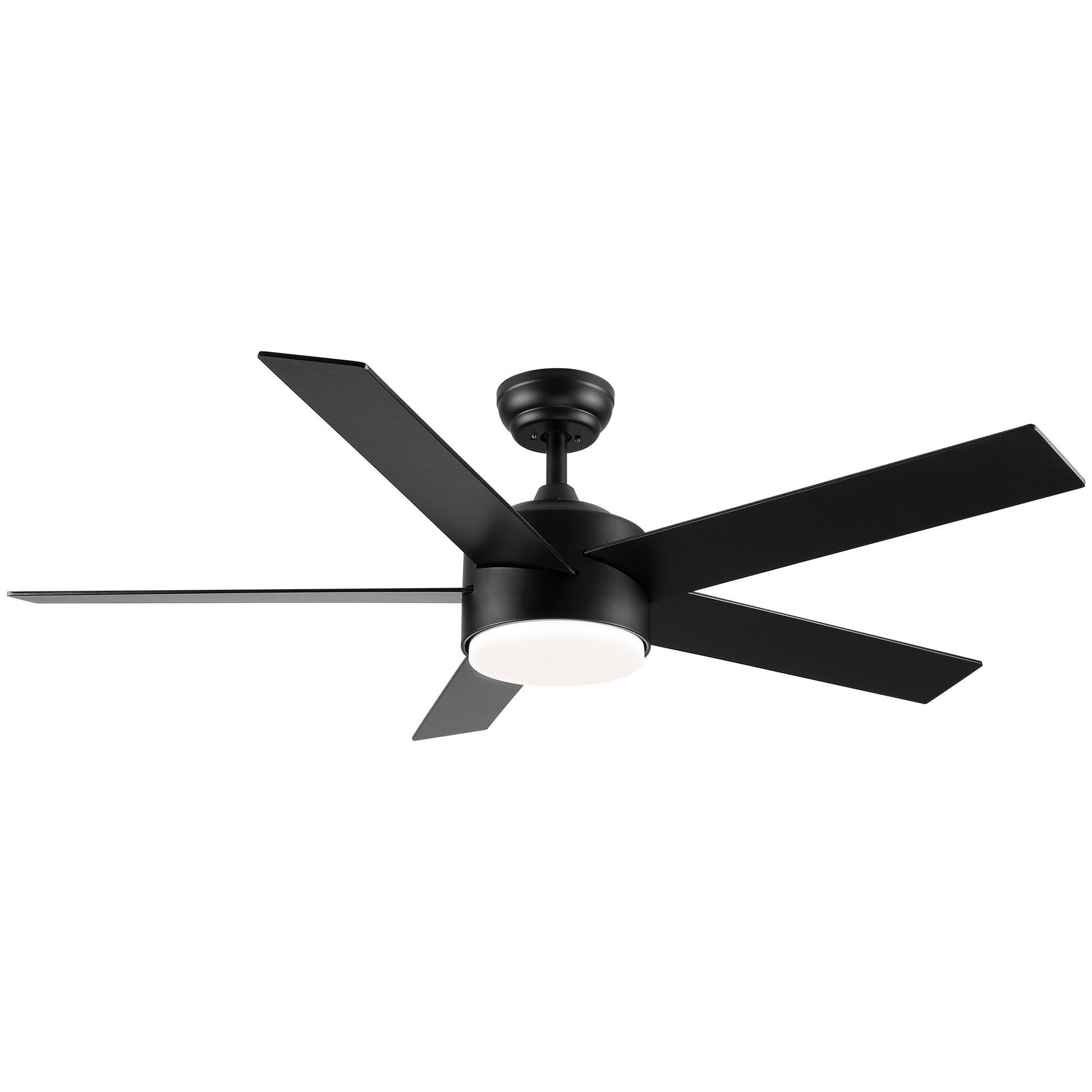 52" Integrated Led Light Matte Black Blade Ceiling Fan With Remote Control Matte Black Plywood